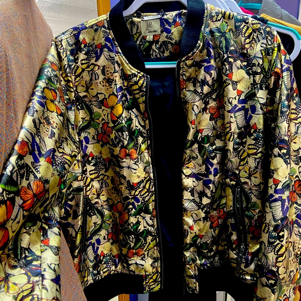 Golden metallic crop jacket